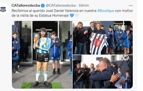 La estatua de Daniel Valencia, exhibida en el estadio de Talleres y que será trasladada a Jujuy.