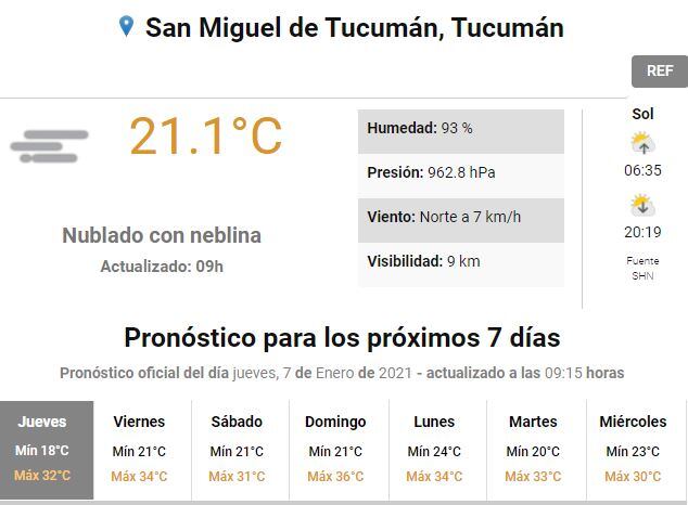 Servicio Meteorológico Nacional.