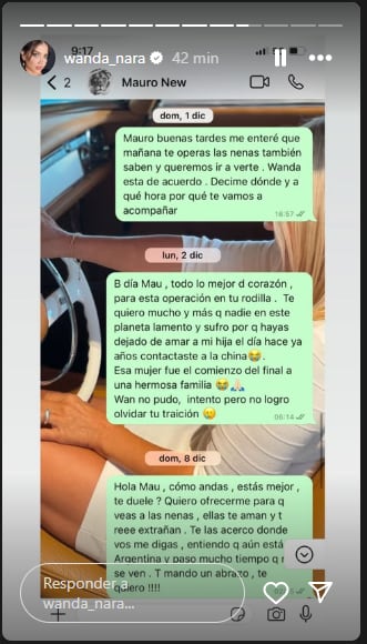 Wanda Nara mostró la conversación de su mamá con Mauro Icardi