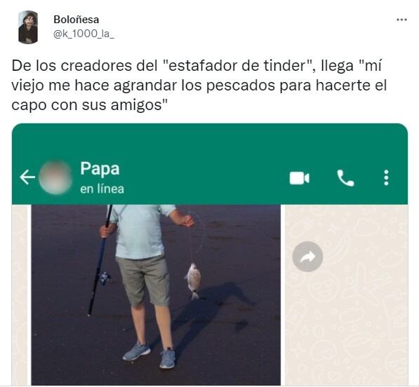 Una tresarroyense se volvió viral por agrandarle los pescados a su papá en las fotos