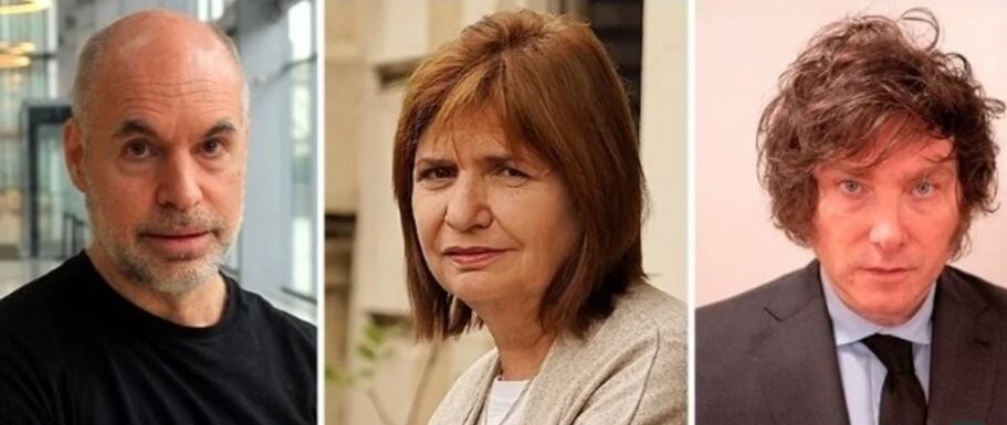 Larreta, Bullrich y Milei.