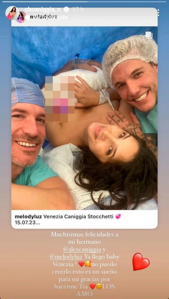 La reacción de Charlotte Caniggia tras el nacimiento de Venezia