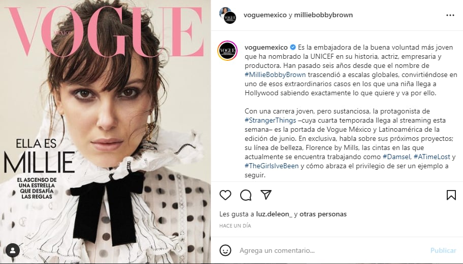 Millie Bobbie Brown deslumbró con las fotos para la portada de una reconocida revista