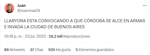 El efusivo discurso de Martín Llaryora provocó miles de repercusiones en redes.