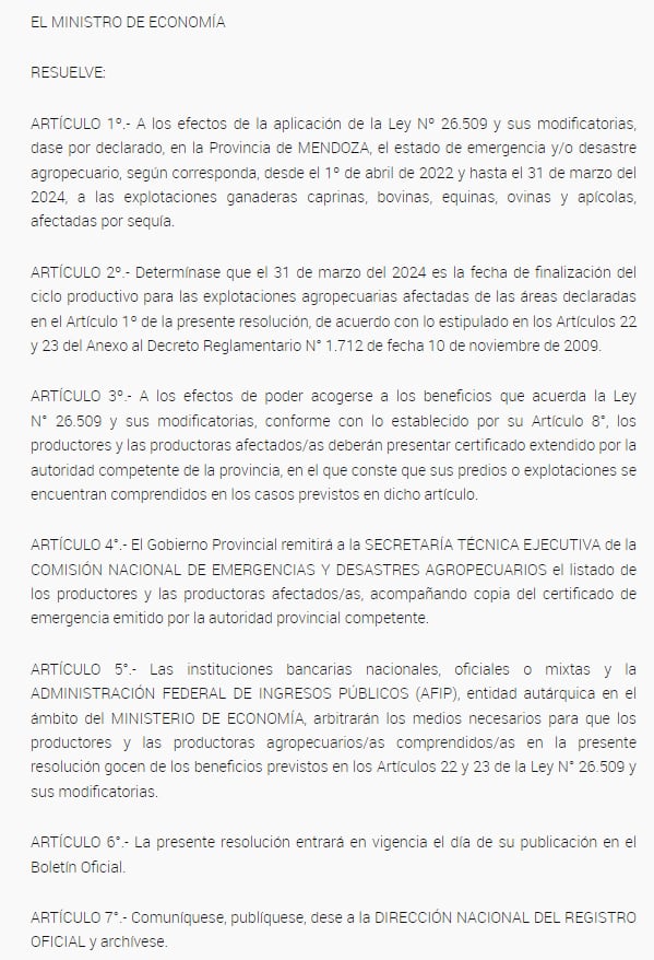 Resolución 334/2023, publicada este jueves en el Boletín Oficial.