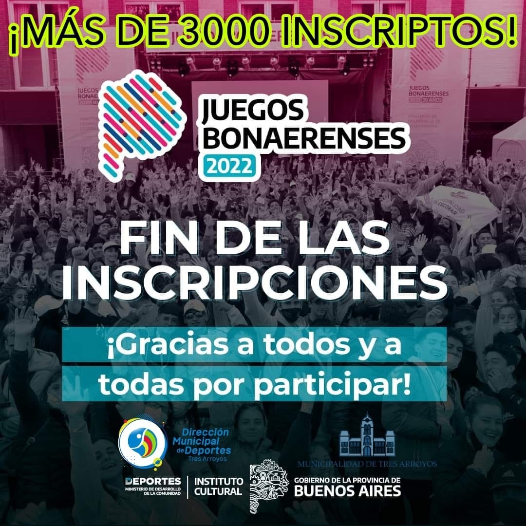 Más de 3000 tresarroyenses inscriptos en los Juegos Bonaerenses