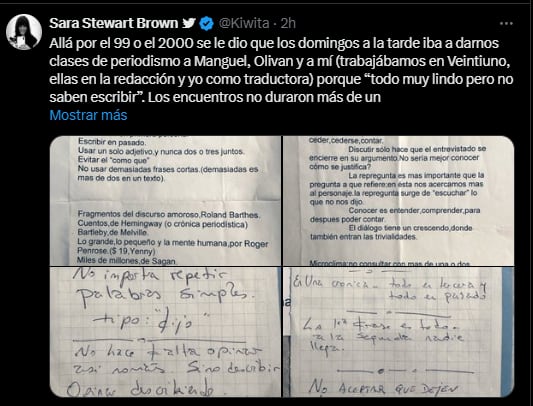 El recuerdo de Sara Stewart Brown sobre Jorge Lanata