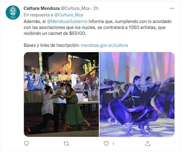 El tweet donde se informó del cachet. Gentileza