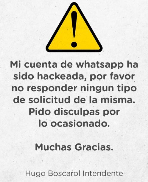 Colaboradores del Intendente de Suardi salieron a alertar que hackearon el celular y que se pedía una transferencia de dinero. Además difundieron una captura del diálogo del estafador con un contacto