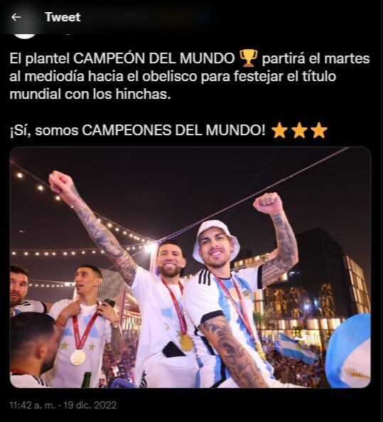 La AFA confirmó dónde será el festejo de los campeones del mundo