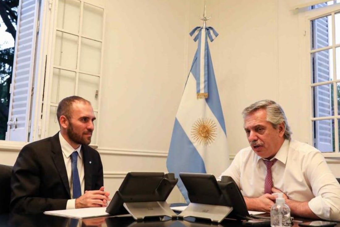 El ministro de Economía, Martín Guzmán, y el presidente Alberto Fernández. (Presidencia)