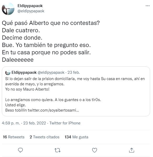 El Dipy chicaneó a Samid porque no le respondía