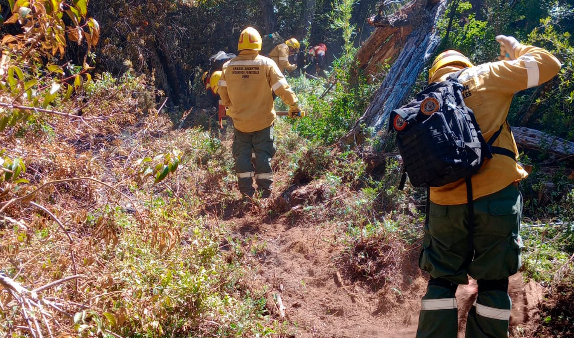 La Armada combate los incendios en El Bolsón