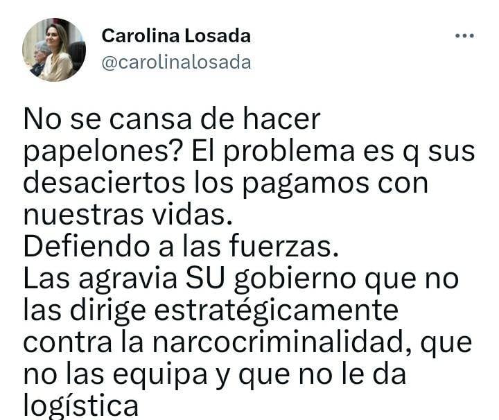 La periodista volvió a quejarse de los "papelones" del ministro.