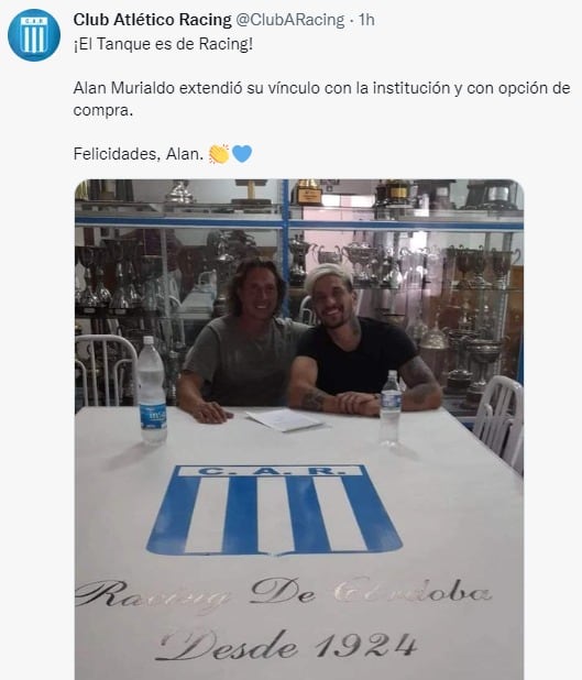 Alan Muriado sigue en Racing de Nueva Italia, con opción de compra.