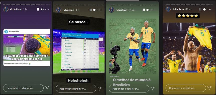 Los nuevos posteos de Richarlison tras el triunfo de Brasil ante Perú.