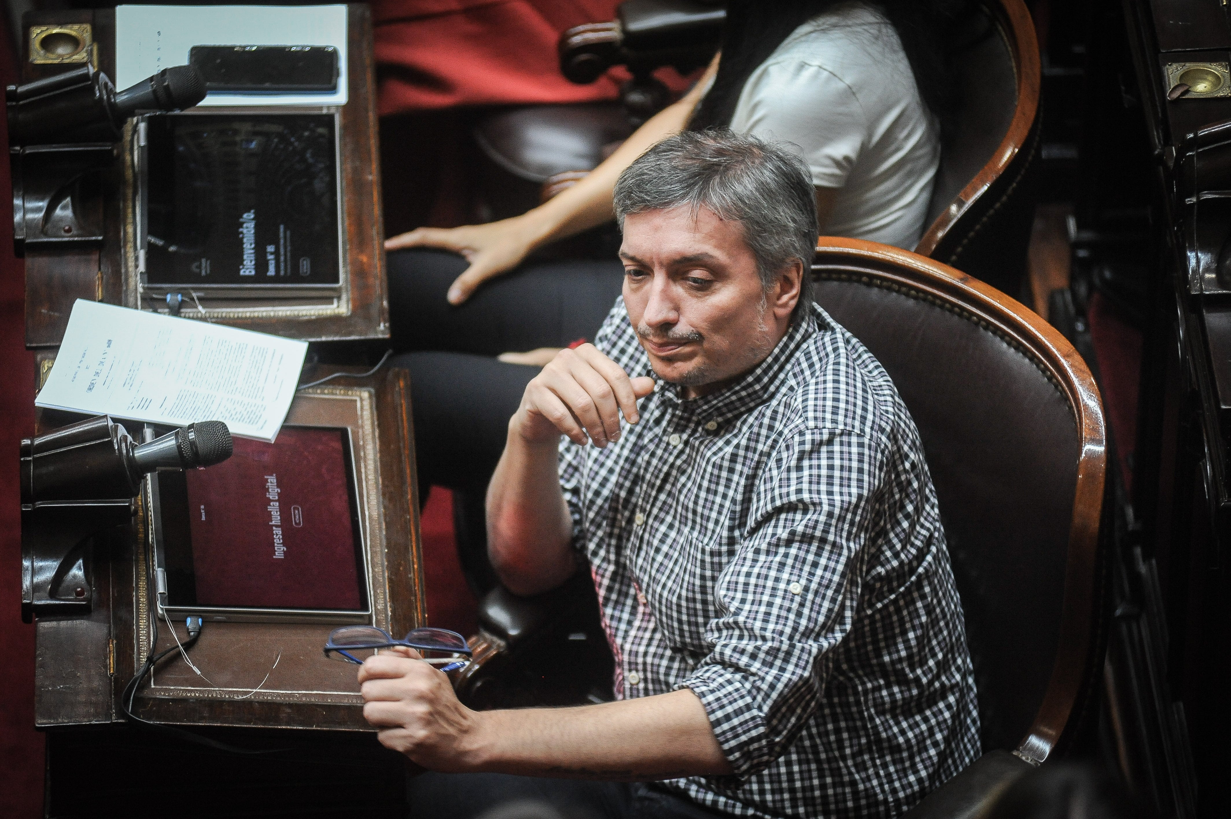 Máximo Kirchner durante las sesiones del Congreso. Foto: Federico López Claro.