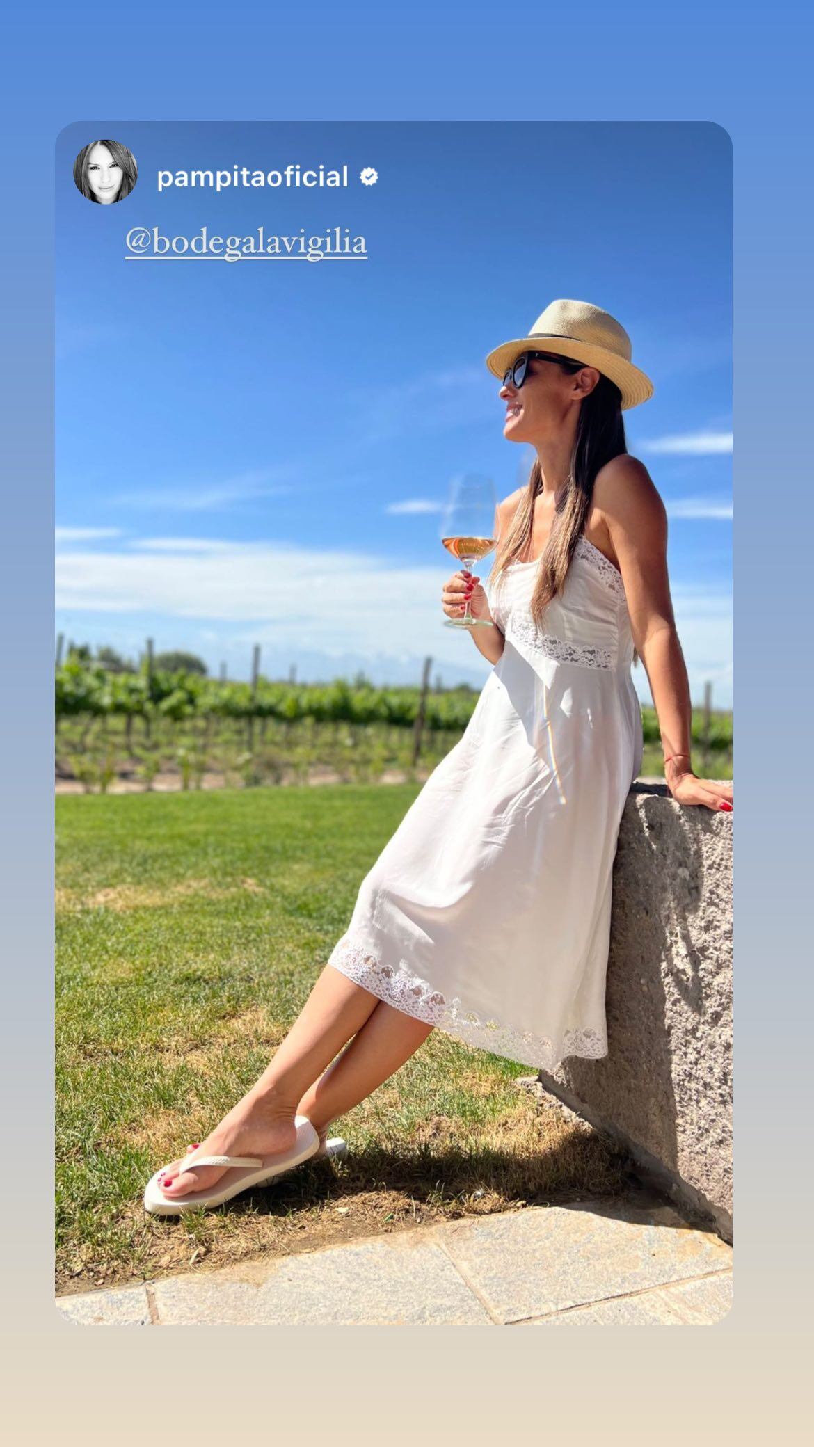 Pampita y su vino favorito