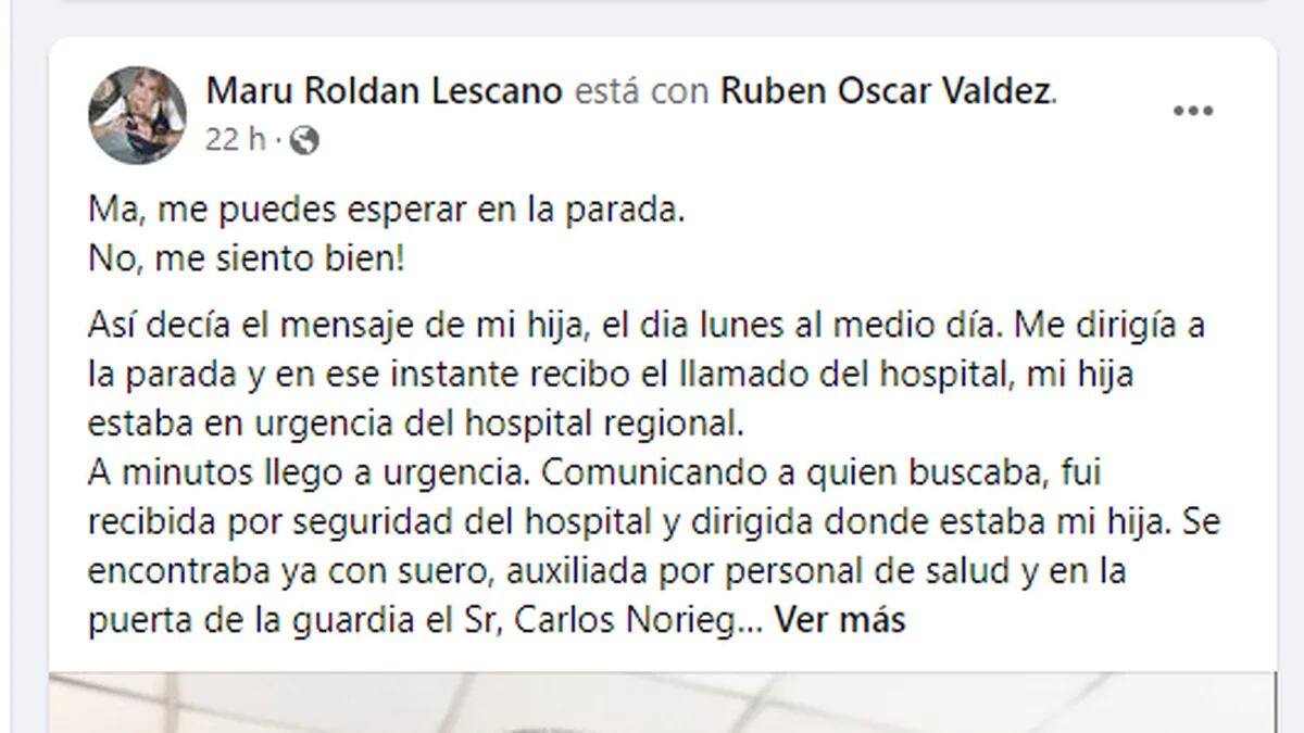 La madre de la adolescente que se desmayó en el colectivo le agradeció al chofer por ayudar a su hija.