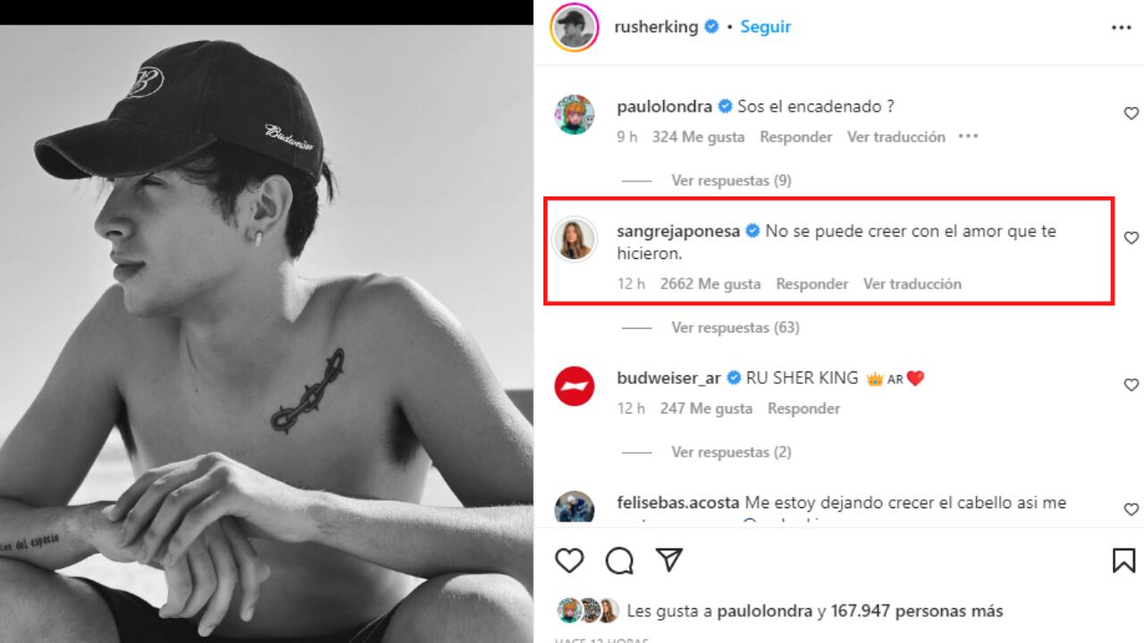 El comentario de la China en la foto de Rusherking.