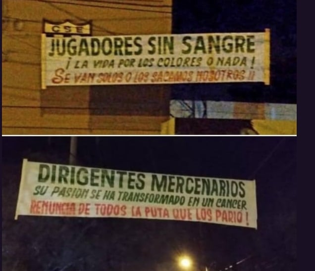 Pasacalles en contra de los dirigentes y jugadores de Estudiantes.