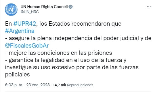 La recomendación a la Argentina