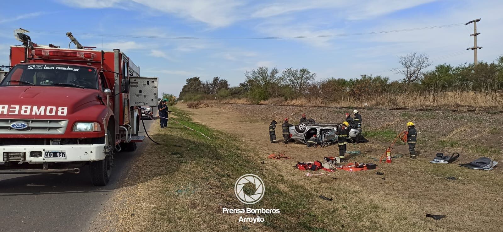 Vuelco en Ruta 19 en Arroyito