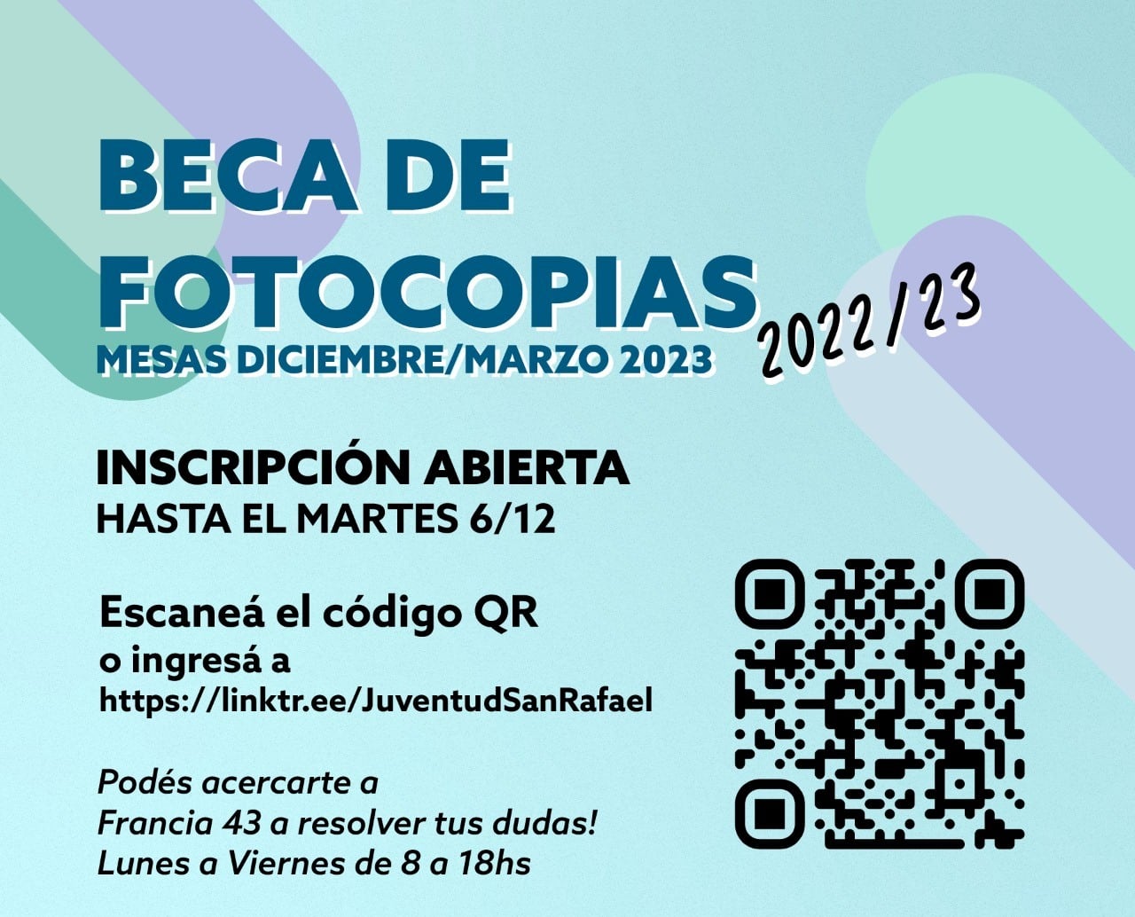 El QR para inscribirse a las becas.