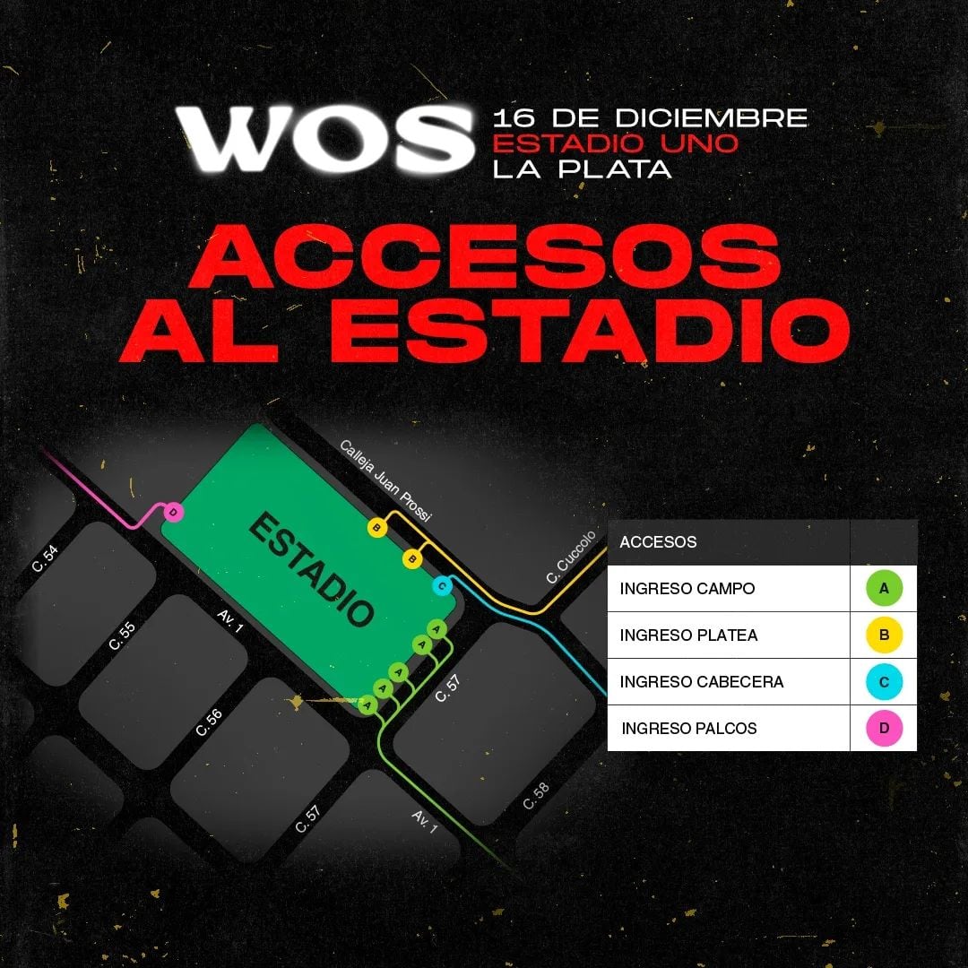 Wos en La Plata: horarios, accesos, mapas y todo lo que hay que saber antes del show en el Estadio UNO