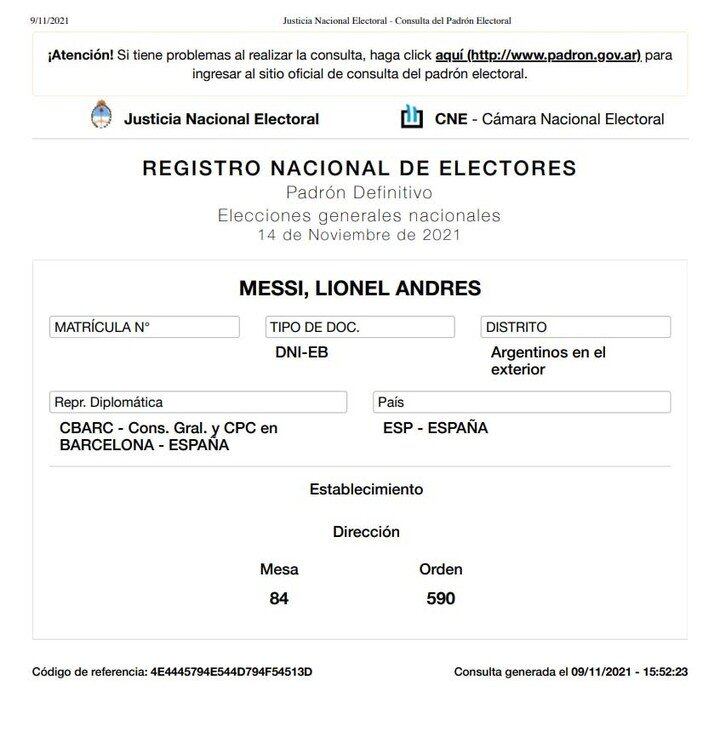 Elecciones 2021: Messi no está obligado a votar el domingo 14 de noviembre