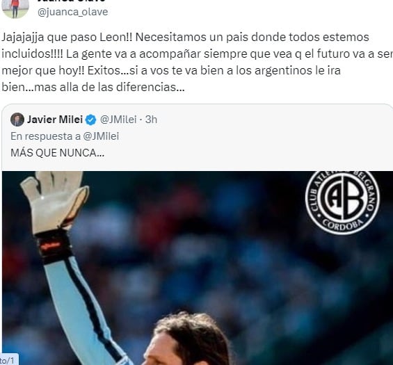 El Juanca Olave, símbolo de Belgrano, le respondió al presidente Milei.