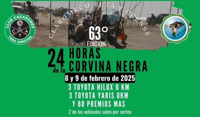 Tres camionetas y tres autos como premios en las 24 Horas de la Corvina Negra 2025