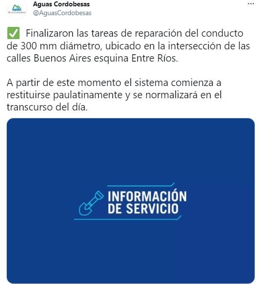 Desde la empresa remarcaron que el servicio se restituirá paulatinamente a lo largo del día.