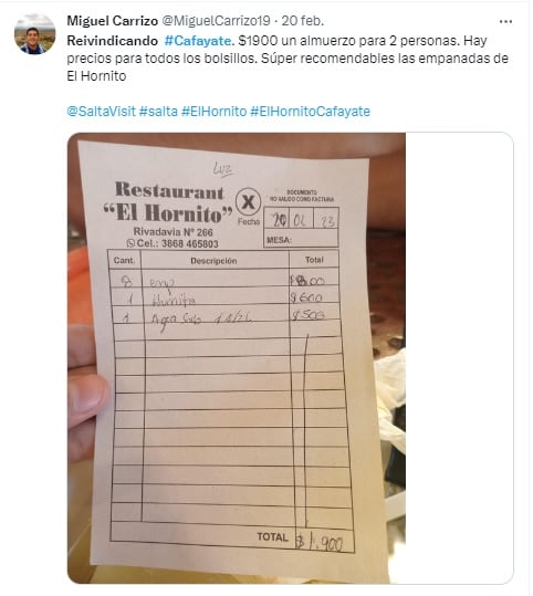 Pidió empanadas para dos personas y se sorprendió por el precio