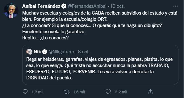 Nik denunció una “amenaza velada” de Aníbal Fernández: “Tengo miedo”