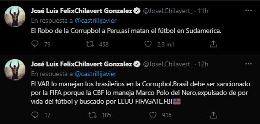 Chilavert también arremetió contra la CONMEBOL en Twitter.