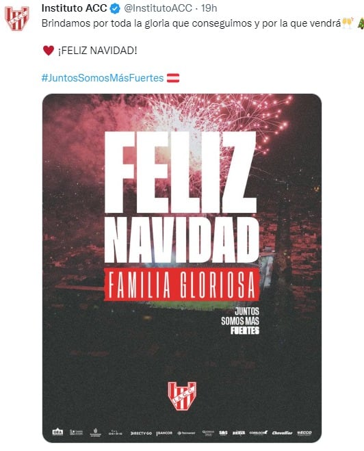 Instituto volvió a Primera. Motivo para celebrar en Alta Córdoba en esta Navidad.