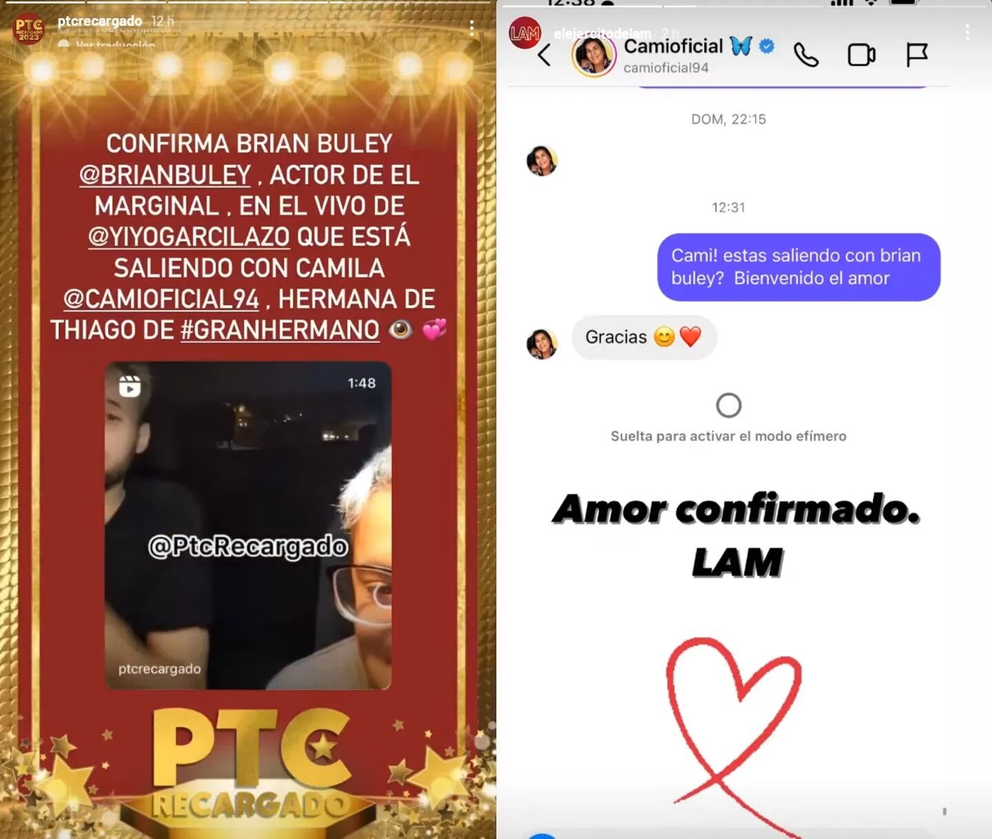 Las pruebas que confirman el romance entre la hermana de Thiago y el actor de El Marginal.