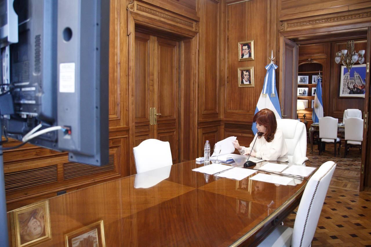 Cristina Kirchner, actual presidenta del Senado, en una audiencia clave por la causa "Dólar futuro". (Prensa Cristina Kirchner)