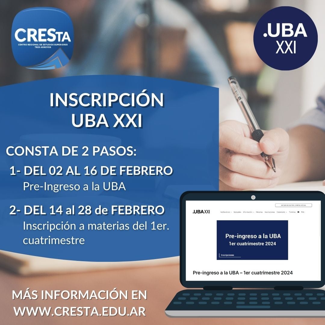 Abierta la preinscripción para cursar el Programa UBA XXI en Tres Arroyos