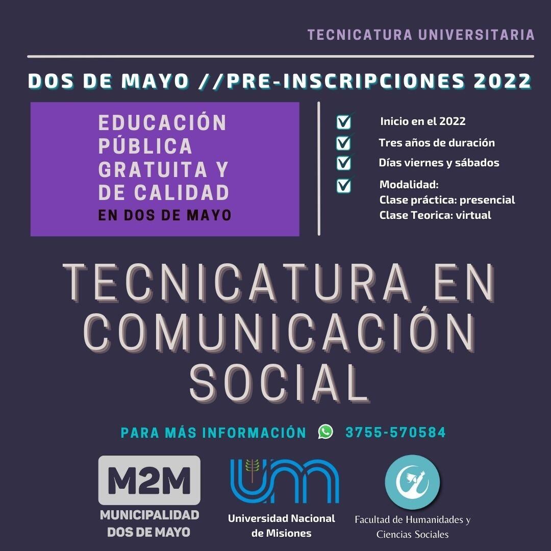 La UNAM dictará la carrera de Tecnicatura en Comunicación Social en Dos de 
Mayo