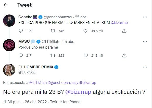 Duki y Lit Killah se refirieron a una "sesión 23 B" de Bizarrap