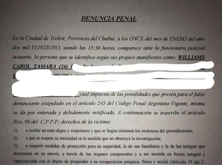 Realizó ante la justicia una denuncia por violación