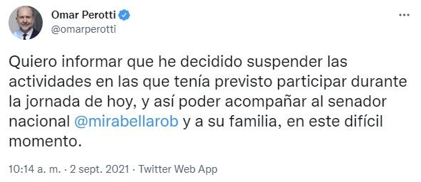 El mandatario provincial decidió descartar las actividades que tenía previstas para este jueves.