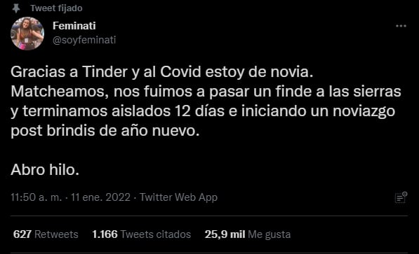 La usuario contó su historia de amor en Tinder.