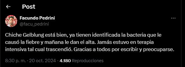 El estado de salud de Chiche Gelblung