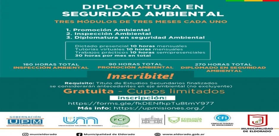 Se dictará la Diplomatura en Seguridad Ambiental en Eldorado.