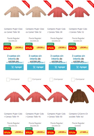 En la tienda online de Coto se puede acceder a promociones en camperas.