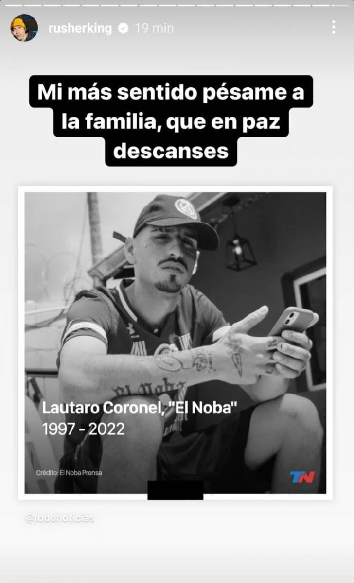 El mensaje de Rusherking para la familia de "El noba"