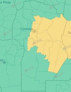 Alerta amarilla por lluvias para este viernes 5 de mayo en Córdoba.